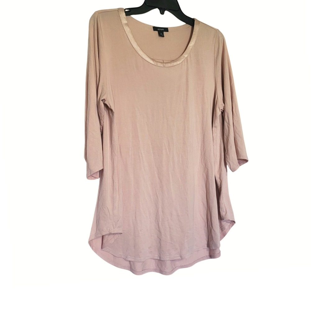 Alfani Womens Blush Pink 3/4 Sleeve Hi-Lo Relaxed Tunic Top 0X NWOT Minimalist